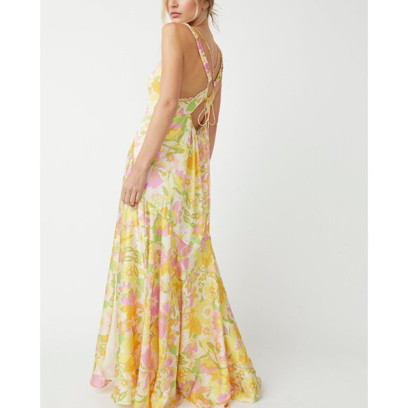 NWT Free People Floral Maxi Dress - Yellow and Pink - Picture 7 of 10